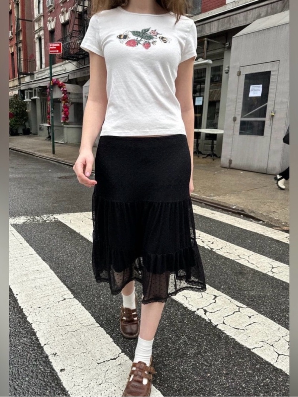 Brandy Melville Black nadia lace Midi Skirt